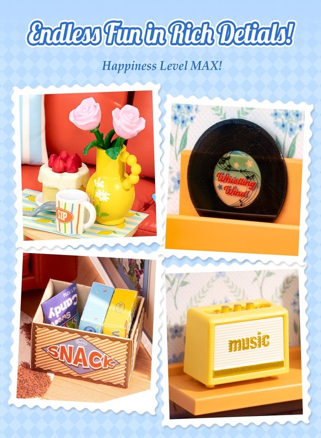 روبوتايم مجموعة روبوتيم سوبر كريتور، منزل بلاستيكي صغير، حرفة بلاستيكية قابلة للتوسيع، مجموعة بناء منزل مصغر، مجموعة صنع غرفة معيشة صغيرة، نموذج حرفي، هواية، هدية فريدة (صالة ريفية زرقاء) - Image 4